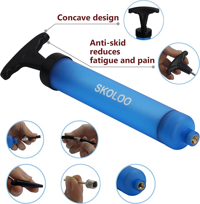 SKOLOO 10" Portable Hand Air Ball Pump Inflator Kit - Image 3
