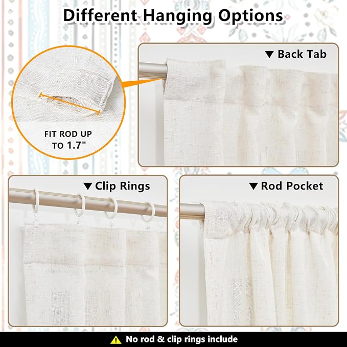 MYSKY HOME Linen Sheer Curtains 63 Inch Length - Image 5