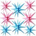 Blue Pink Star Balloons, 22/27 Inch Light Blue and Pink Foil Star Balloons by Paready