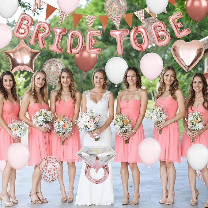 Rose Gold Bachelorette Party Decorations, Bride To Be Bridal Shower Balloons - Image 3