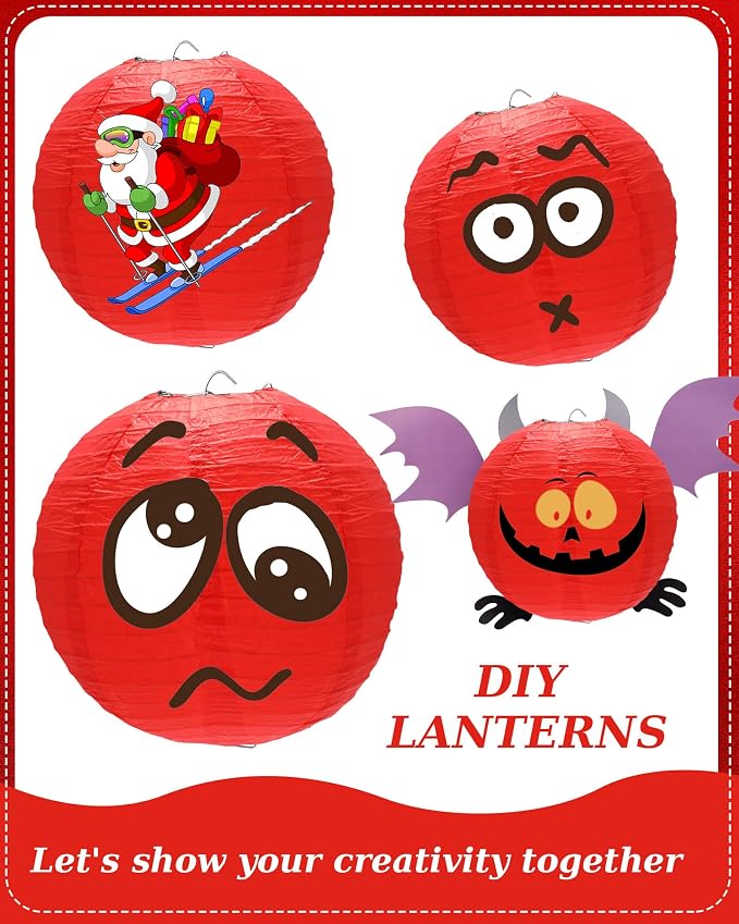 Treela 48 Pcs Paper Lanterns Party Decorations Chinese Lanterns Round Paper - Image 3