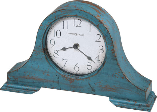Howard Miller Tamson Mantel Clock, Blue Finish Vintage Wooden Design Round Top Molding, White Analog Dial Quartz Movement Perfect for Home Decor, Office & Living Room, Battery Operated