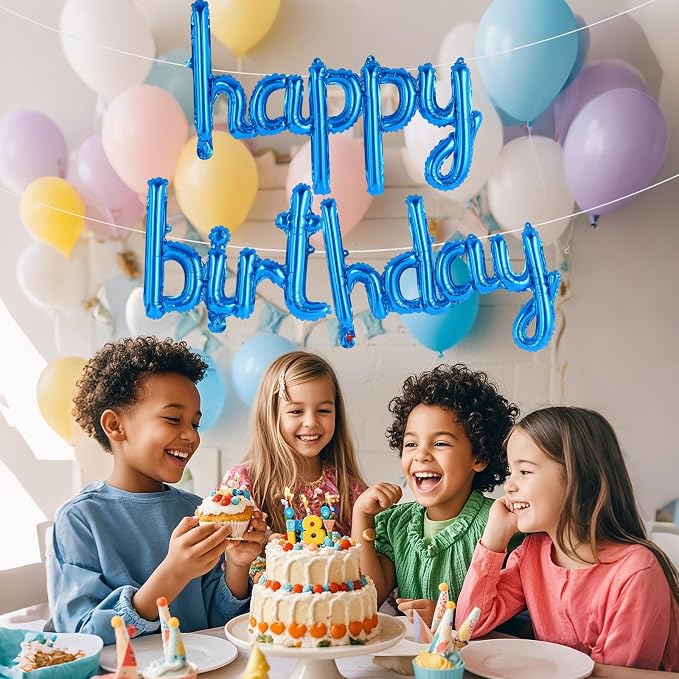 Happy Birthday Balloons Banner Foil Letters Balloons Connected, Personalized - Image 2