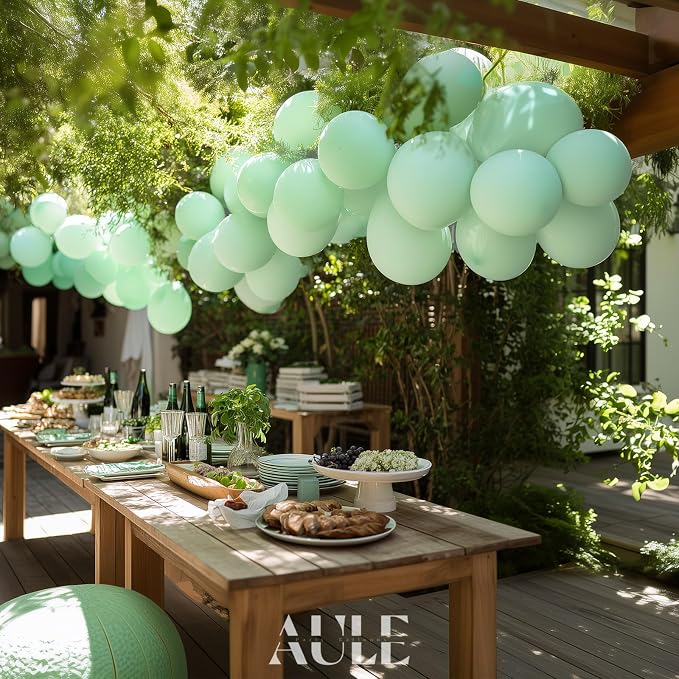 AULE 50Pcs Latex 12 Inch Mint Green Balloons Pastel Green | Helium Party Happy - Image 4