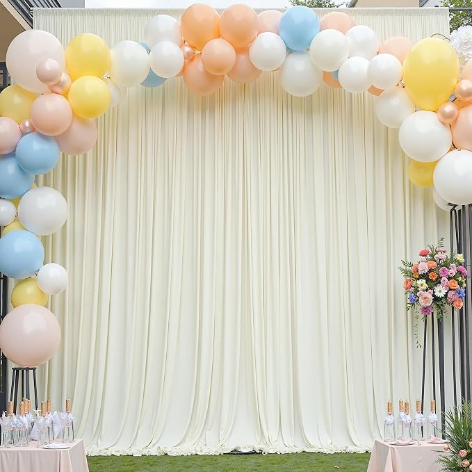 40×12ft Wrinkle Free Ivory Backdrop Curtain - Image 6