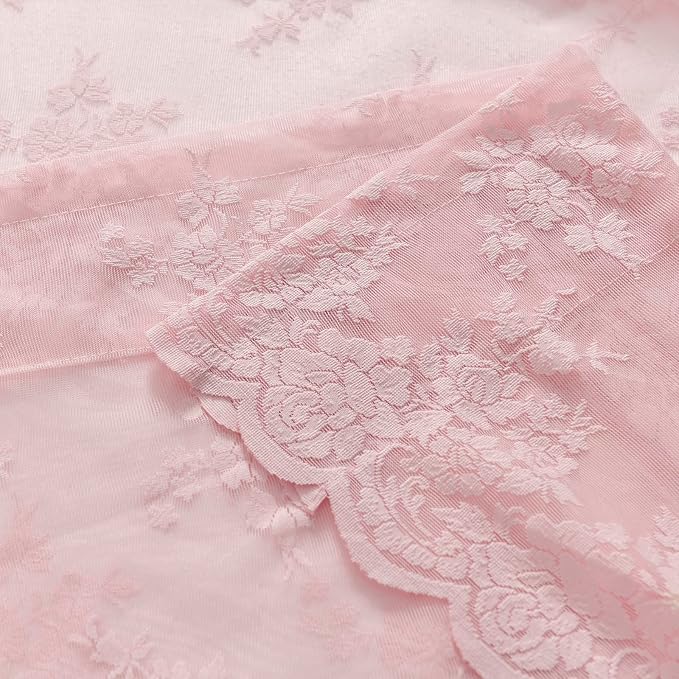 Kotile Vintage Pink Lace Curtains - Image 7
