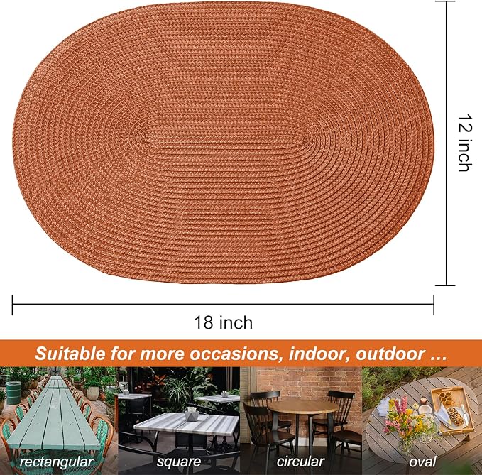 AHHFSMEI Placemats Set of 6 for Dining Table Washable Woven Non-Slip 18x12 - Image 2