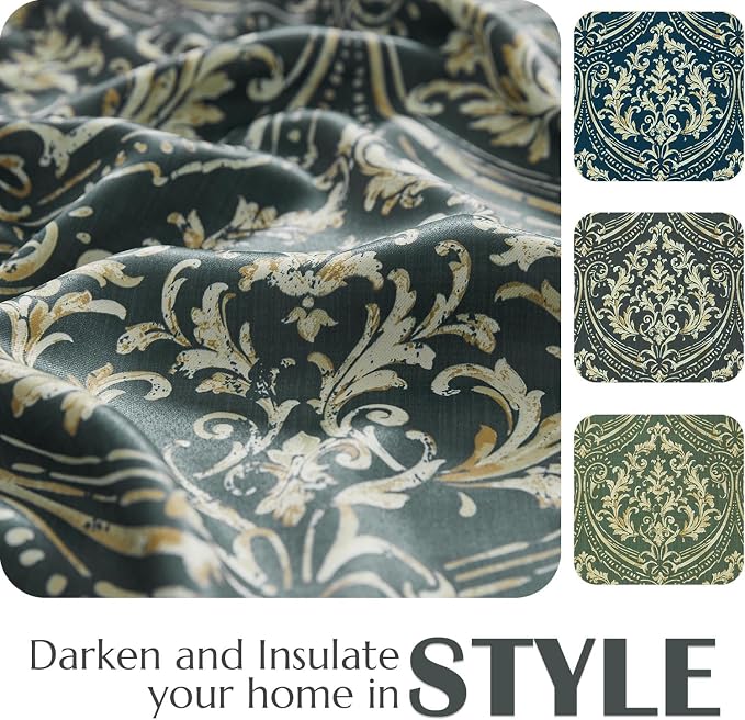 jinchan Blackout Curtains for Bedroom, Vintage Medallion Art Deco Drapes - Image 6