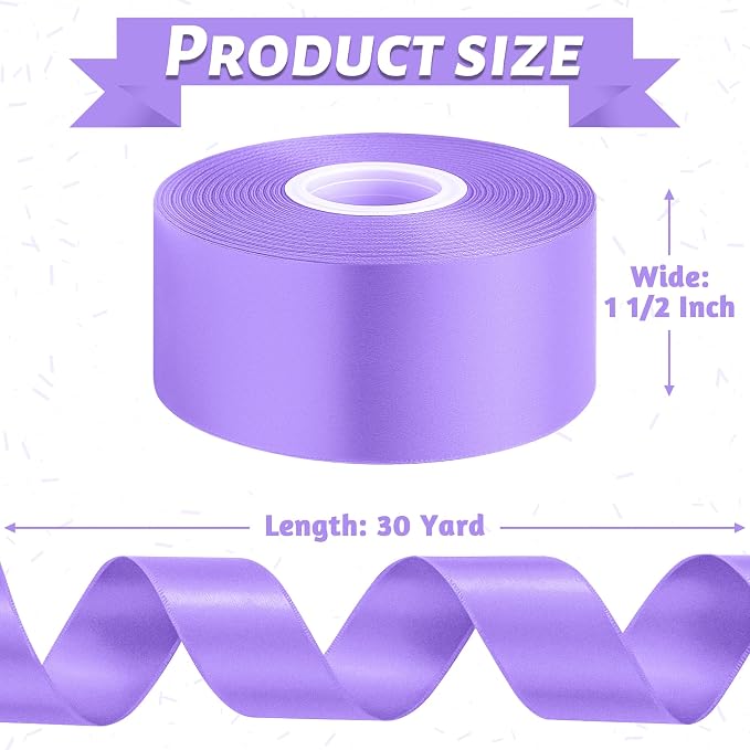 1 1/2In 30Yards Violet Ribbon for Gift Wrapping Birthday Graduate DIY Craft | - Image 2