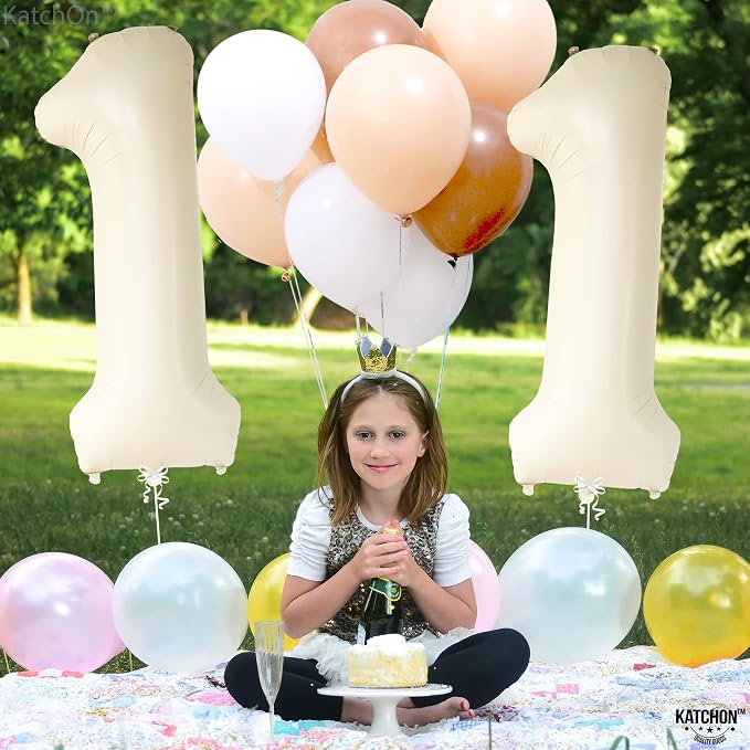 KatchOn Cream White Number 11 Balloon 40 Inch, 11th Birthday Balloon Decor | - Image 7
