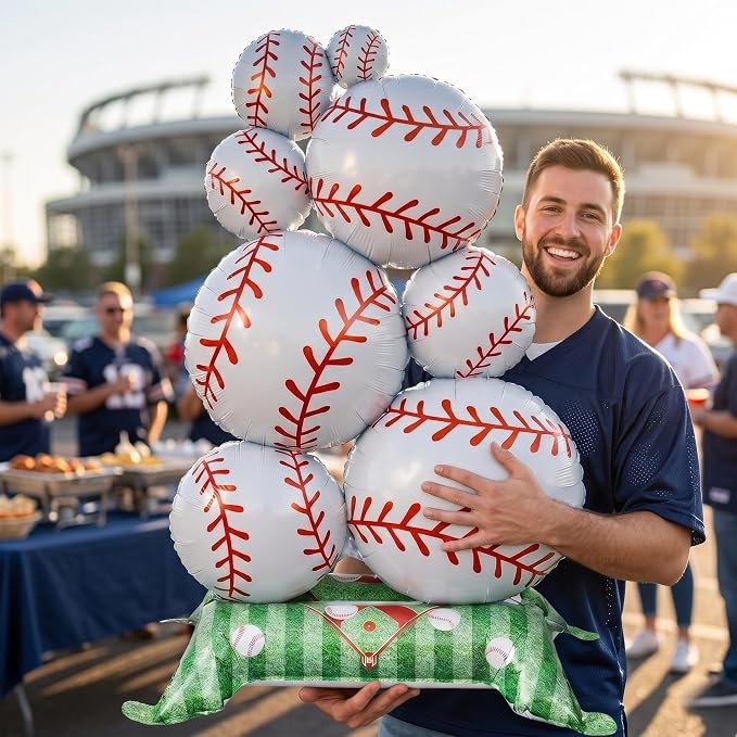 Giant 43-Inch Self-Standing Baseball Foil Balloons, Reusable 3D Mylar Column - Image 3