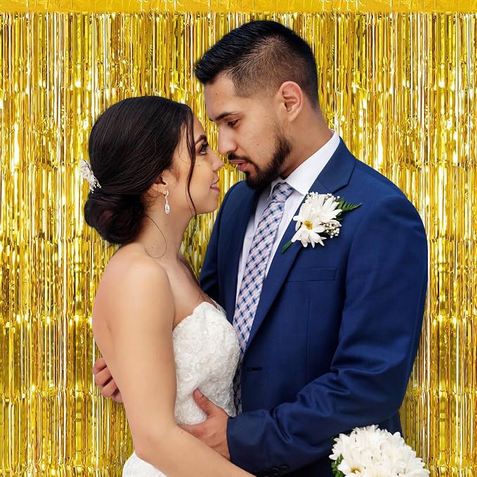 30 Pack Gold Foil Fringe Curtain Backdrop, 3.3x8.2 Feet Metallic Tinsel - Image 5
