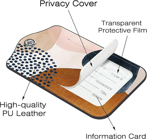 2 Pack Luggage Tags for Suitcase,Wall Art PU Leather Luggage Tags with Privacy Cover Name Address Labels and Steel Ring,Creative Travel Accessories for Men and Women