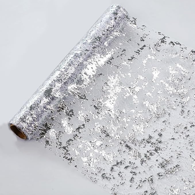 Snowkingdom Glitter Metallic Silver Table Runner 11 Inch x 32 Feet Thin Mesh by Snowkingdom
