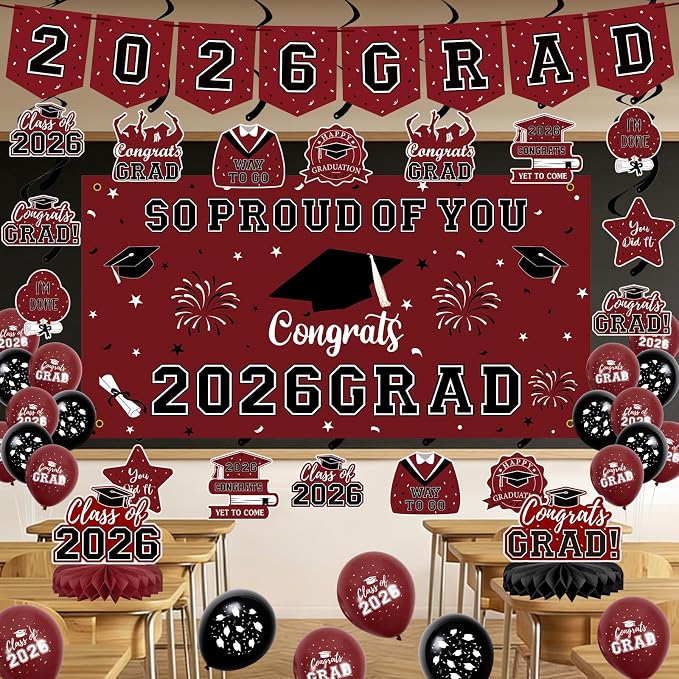 59Pcs Graduation Decorations 2026 Backdrop Balloons Banner Centerpiece Hanging - Image 6