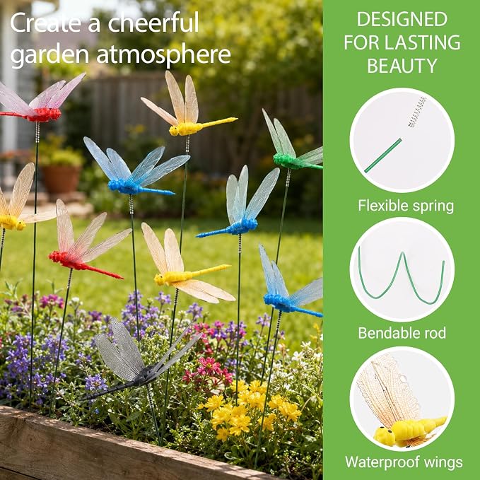30PCS 3D Dragonfly Garden Stakes Dragonfly Garden Decor - Image 3