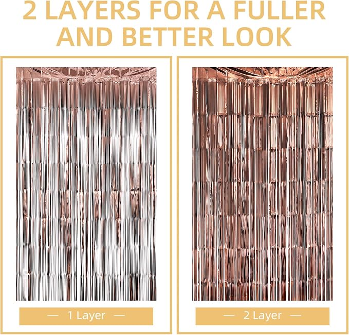 5 Pack Brown Fringe Backdrop 3.2ft x 8.2ft Silver Foil Fringe Curtains Party - Image 5