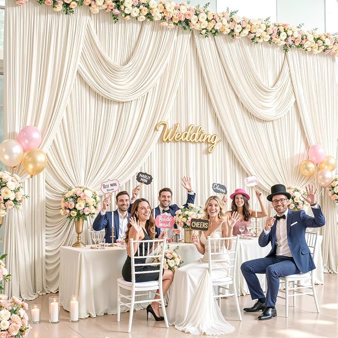 4 Panels Champagne Backdrop Curtains - Image 3