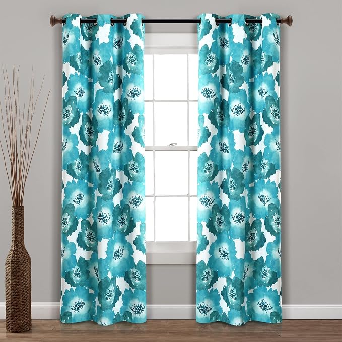 Lush Decor Julie Floral Insulated Grommet 100% Blackout Window Curtain Panels - Image 3