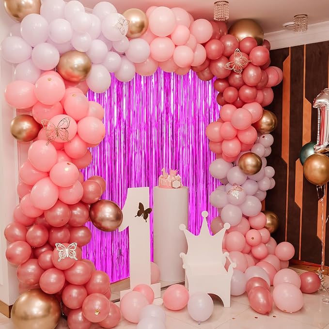 Crosize 4 Pack Hot Pink Streamers Backdrop, 3.3 x 9.9 ft, Party Decorations | - Image 4