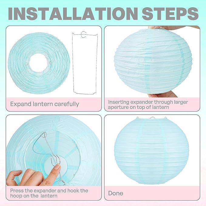 Qenk 12 Pcs Colorful Hanging Paper Lanterns - Image 3