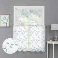 Tollpiz Teal Blue Leaf Sheer Tier Curtain Kitchen 30 x 36 Inches | Leaves by Tollpiz