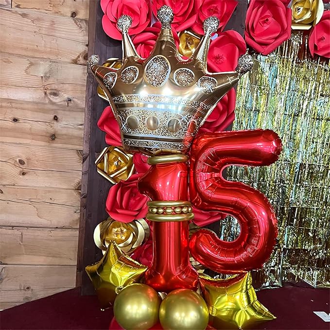 40 Inch Red Number Balloons, Giant Foil Number 5 Balloons - Image 5