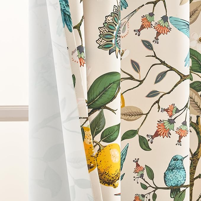 Topfinel Floral Curtains 96 Inches Long 2 Panels Unique Beige Luxury Elegant - Image 3