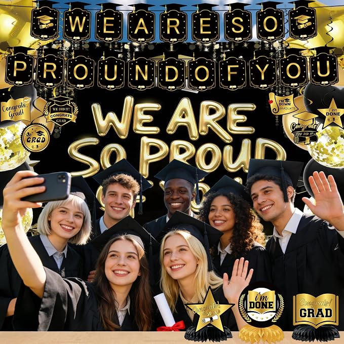 Black Gold We are So Proud of You Decorations, We are So Proud of You Banner - Image 5