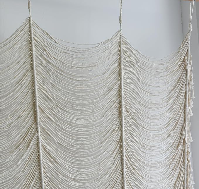 Macrame Curtain White Handmade Boho Room Divider Window Yarn 59"W*75"L | Cotton - Image 6