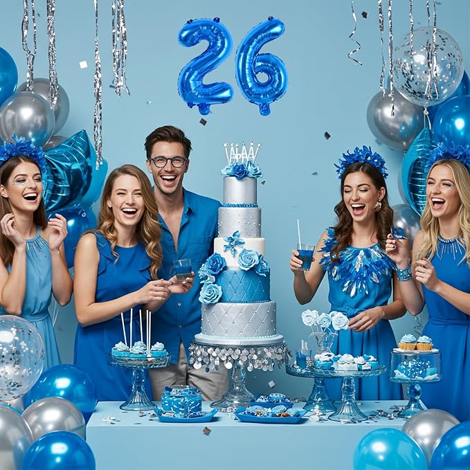TONIFUL 20 Pcs Number Balloon 2 Set 16 Inch Blue 0-9 Numbers Balloons | Small - Image 3