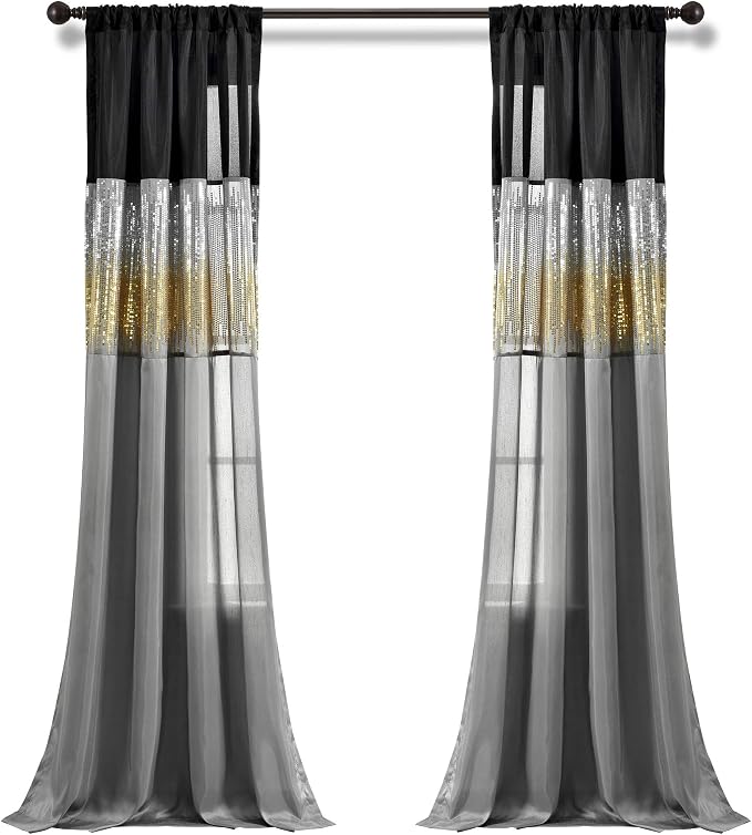 Lush Decor Night Sky Window Curtain Panel, Single 42"W x 84"L Black & Gold - Image 8