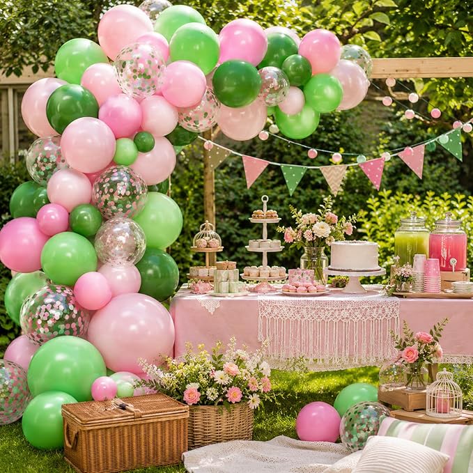 Pink and Green Balloons, for Girls Birthday Baby Shower Wedding Spring and - Image 5