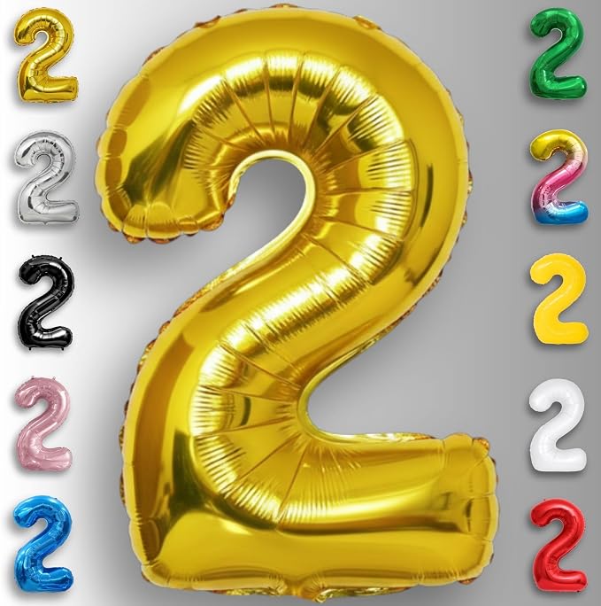 Gold Number Balloon 2 Mylar Foil Balloons 32 inch - Image 6