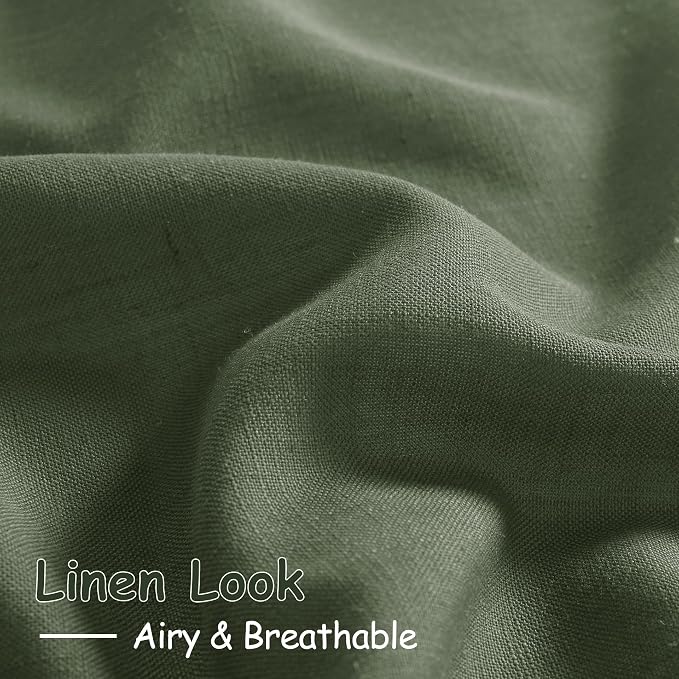 Forest Green Linen Curtains 102 Inches Long - Image 3