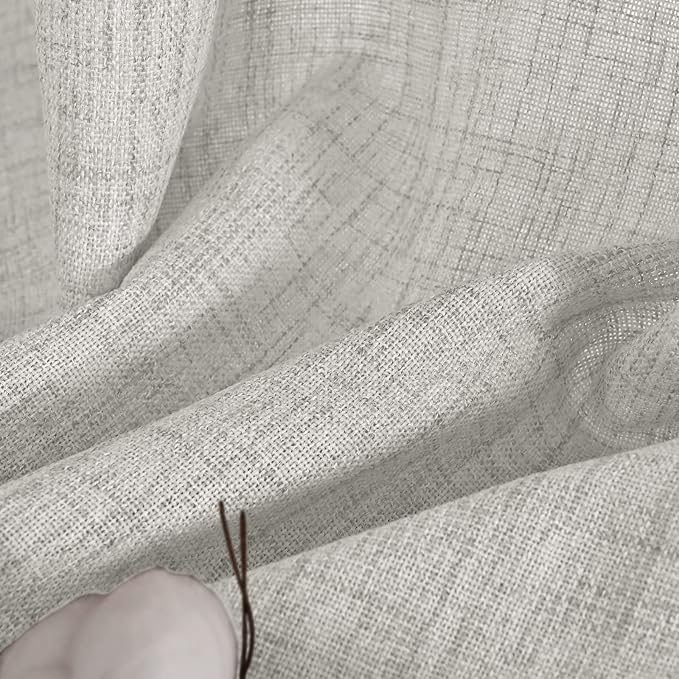 YoungsTex Light Grey Linen Curtains 54 Inch Length - Image 9