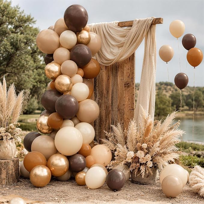 Brown Balloons 50pcs, 12inch Double Stuffed Dark Coffee Brown Tan Beige Sand - Image 3