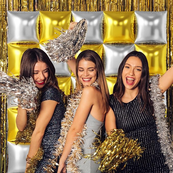 Gold and Silver Balloons Wall Tunnel Backdrop Double Sided Metallic Balloon - Image 5