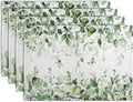 Sage Green Leaf Placemats Set of 4 Eucalyptus Leaves Place Mats 12×18 Inch by Wnoesat