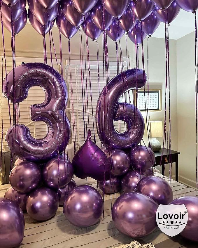 Purple 26 Number Balloons, 40 Inch Giant Number 26 Balloons Foil Mylar Helium - Image 4