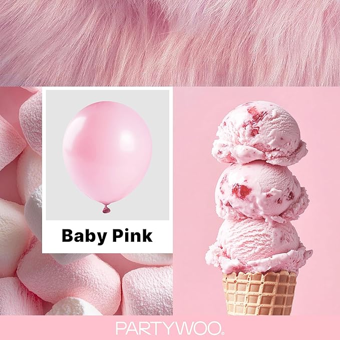 PartyWoo Baby Pink Balloons 92 pcs Different Sizes of 18 12 10 5 Inch Pastel - Image 2