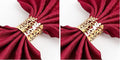 100pcs Disposable Rose Flower Paper Napkin Rings Laser Cut Foil Paper Napkin Holder, Leaf Vine Serviette Rings for Table Decoration,Christmas,Wedding,Party (Gold) (Pack of 2)