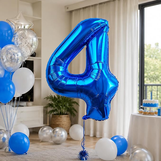 Navy Blue Number 4 Balloons 40 Inch Giant Number Dark Blue 4 Foil Mylar Balloons - Image 6