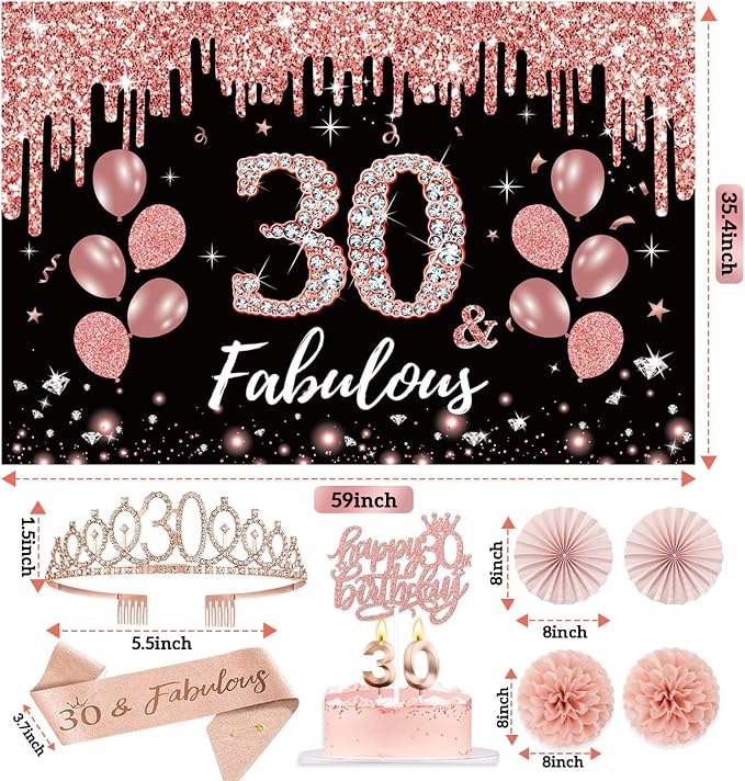 51Pcs 30th Birthday Decorations - Image 5