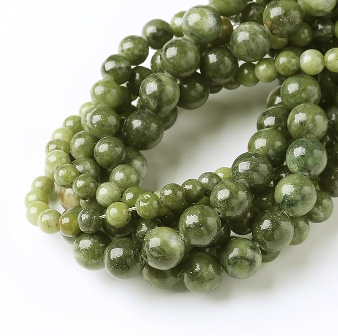 Matcha Green Jade Stone Beads Gemstone Round Crystal Energy Jade Beads Stone Beads for Jewelry Making DIY Bracelet Necklace Jewelry Making 1 Strand 15.5inch 4MM