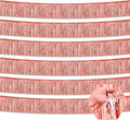 6 Pack 10 Feet Rose Gold Foil Fringe Garland Metallic Tinsel Streamers Banner Wall Hanging Curtain Backdrop for Parade Floats, Birthday, Graduate, Mother's Day, Wedding Party Decoration
