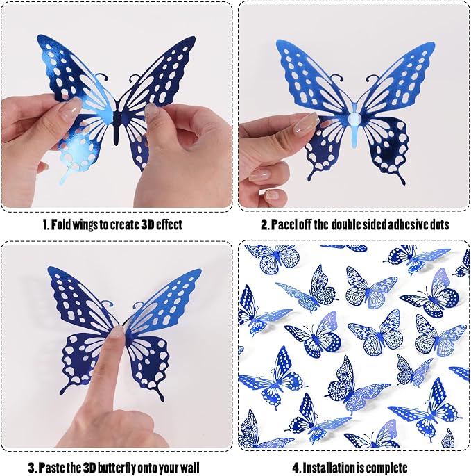 SAOROPEB Butterfly Wall Stickers, Metallic Paper, Art Deco Decor - Image 6