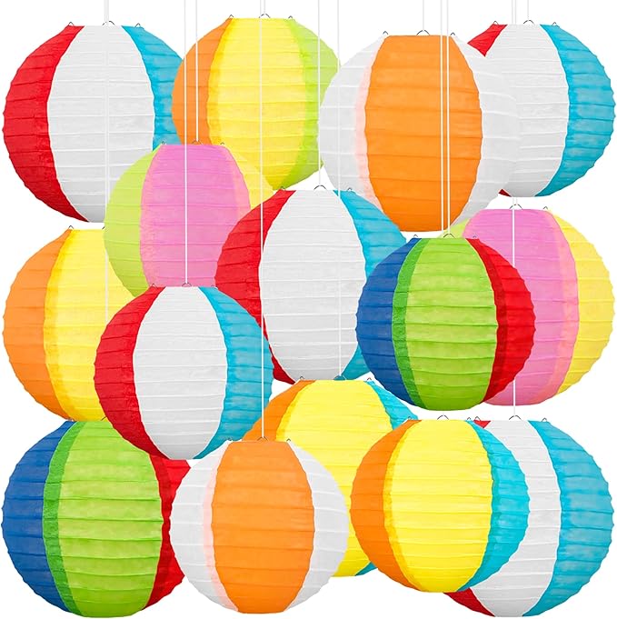 ‎Renbuzhu 60PCS Pool Party Decorations Beach Ball Paper Lanterns Bulk by Renbuzhu
