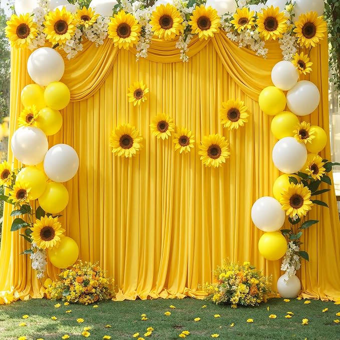 10x12 Yellow Backdrop Curtains for Wedding Party Wrinkle Free Backdrops Curtain - Image 2