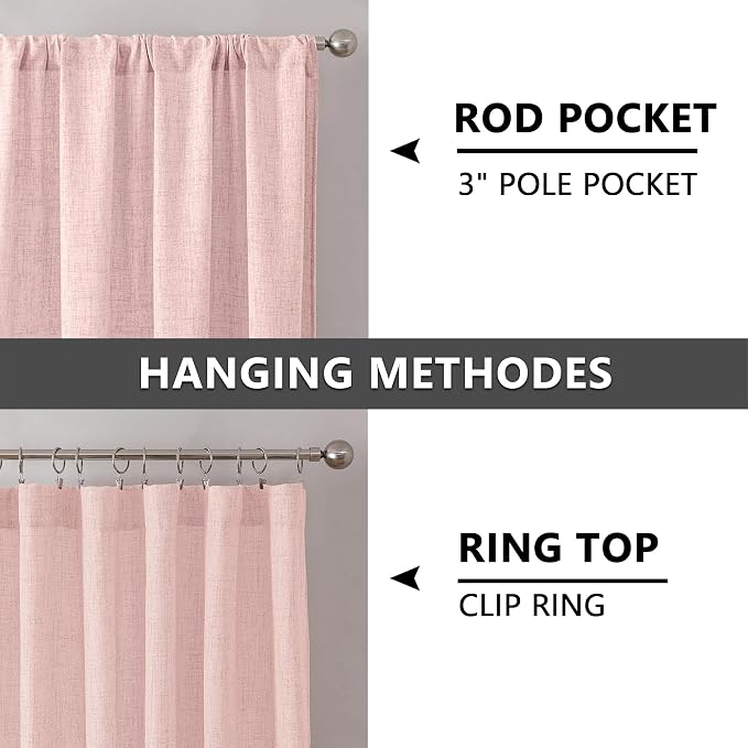 Tollpiz Short Linen Tier Curtains Rod Pocket Semi Sheer Half Kitchen Curtain - Image 5